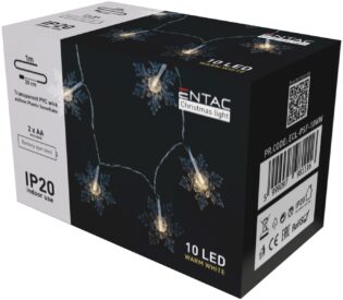 atc Entac Χριστουγεννιάτικα Εσωτερικές Πλαστικές Νιφάδες 10 LED Θερμό 1m (2xAA Δεν περιλαμβ.)
