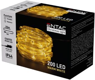 atc Entac Χριστουγεννιάτικα IP44 200 Επικαλυμμένες PVC Ψείρες LED Θερμό 20m
