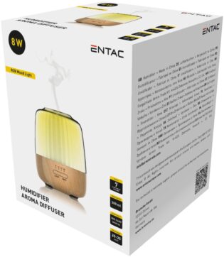 atc Entac Υγραντήρας Αρωματοθεραπείας με Ξύλινο Ντεκόρ RGB 300ml