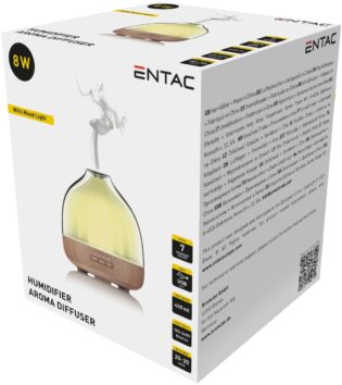 atc Entac Υγραντήρας Αρωματοθεραπείας με Ξύλινο Ντεκόρ RGB 400ml 8W