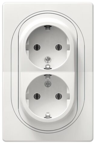 atc EON E604.00 Double-pole socket outlet double with polycarbonate insert, white