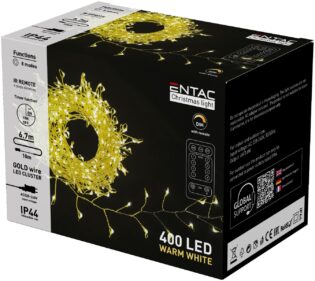 atc Entac Χριστουγεννιάτικα IP44 400 LED Ψείρες Χρυσό Καλώδιο Θερμό 6.7mm