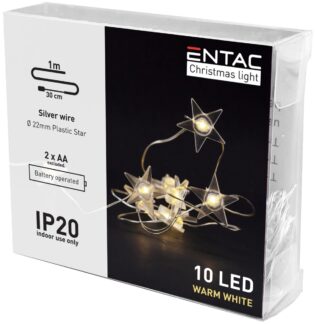 atc Entac Χριστουγεννιάτικα Εσωτερικά Πλαστικά Αστέρια 10LED Θερμό 1m (2xAA Δεν περιλαμβ.)