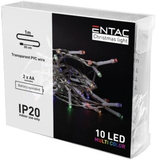 atc Entac Χριστουγεννιάτικα Εσωτερικά 10 LED Πολύχρωμα 1μ (2xAA Δεν περιλαμβ.)
