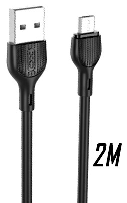 atc XO NB200 2.4A USB Καλώδιο Φόρτισης Micro 2m Μαύρο
