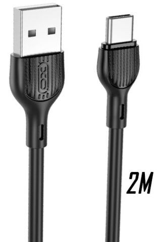 atc XO NB200 2.4A USB Καλώδιο Φόρτισης TypeC 2m Μαύρο