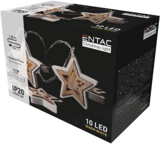 atc Entac Χριστουγεννιάτικα Εσωτερικά Ξύλινα Αστέρια 10 LED Θερμό 1,65μ (2xAA Δεν περιλαμβ.)