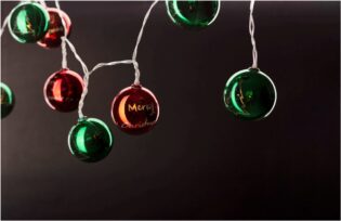 atc Entac Χριστουγεννιάτικα Εσωτερικά Χρωματιστές Μπάλες 55mm 10 LED Θερμό 1,65μ