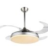 Fan nickel matt, chrome, acrylic opal, acrylic translucent, Remote control, Color fixing, D:1000, H:650, incl. 1xLED 36W 230V, 3