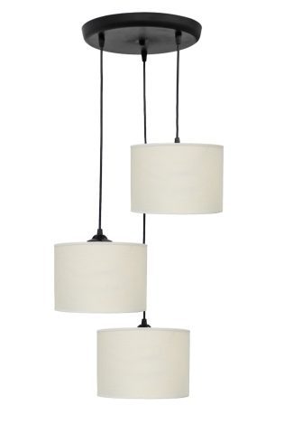 ΗΚ-01 PENDEL 3L ΛΕΥΚΟ/ΚΡΕΜ-ΒL / WHITE/CREAM-BL Μοντέρνο φωτιστικό 3φωτο κύλινδρος