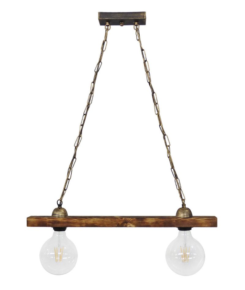 Ράγα μοντέρνο φωτιστικό Ε/27 RAGA 2L CHAIN WOOD