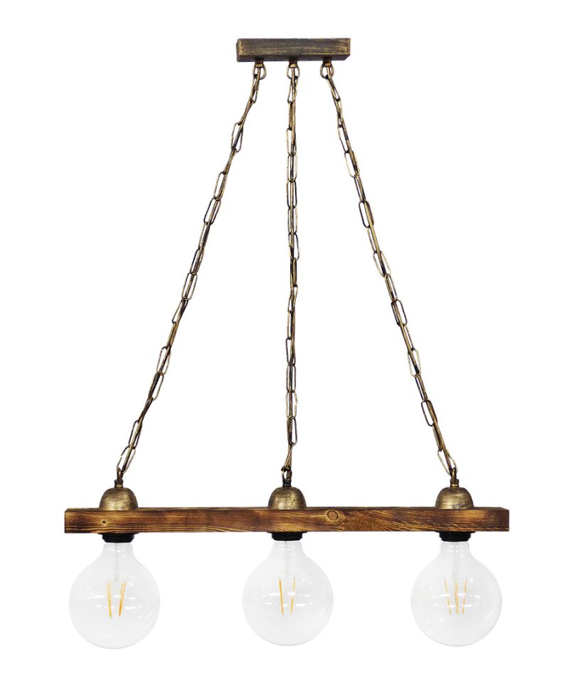 Ράγα μοντέρνο φωτιστικό Ε/27 RAGA 3L CHAIN WOOD