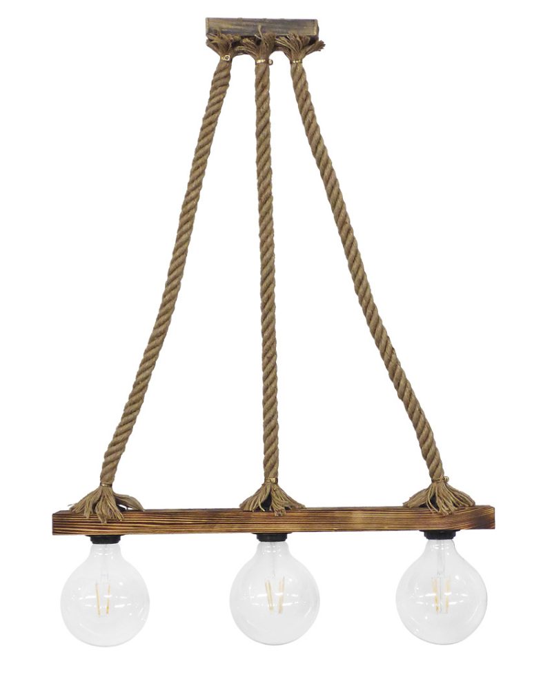 Ράγα μοντέρνο φωτιστικό Ε/27 RAGA 3L ROPE WOOD