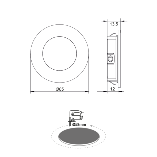 Επαγγελματικός Φωτισμός RECESSED NICKEL MATT ROUND LED SPOT 2W 3000K 155Lm 230V AC 100° Ra80