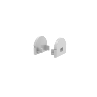 Προφίλ Αλουμινίου κι Εξαρτήματα SET OF GREY PLASTIC END CAPS FOR P2LA, 1 WITHOUT HOLE & 1 WITH HOLE