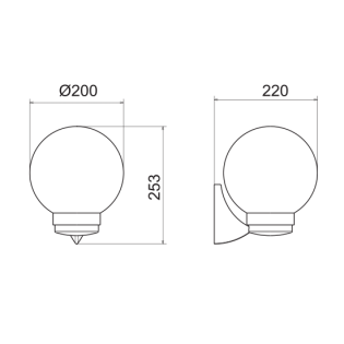 Επιτοίχια και Χωνευτά PLASTIC WALL GARDEN BLACK LUMINAIRE Φ200 E27 IP44