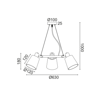 ΚΡΕΜΑΣΤΟ Φ/Σ 3ΧΕ14 ΜΑΥΡΟ ΜΕΤ/ΚΟ+ ΑΜΠΑΖΟΥΡ D63XH100CM NORMA